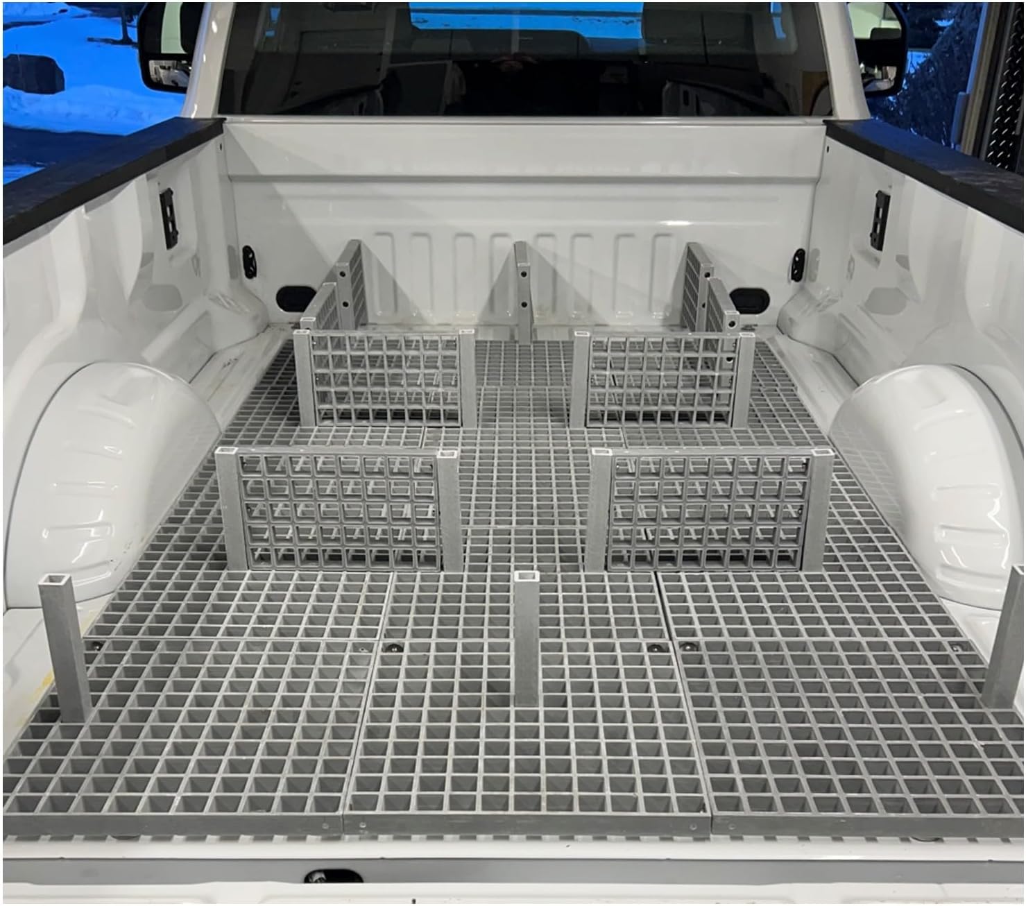 Keyfit Tools Truck Bed Organizer Gridius-Maximus (1 Set) Professional Contractor Grade Cargo System Modular Divider Trunk SUV Trailer Expandable Storage Secure Loads Custom Ridged Upgrade Net Or Bar