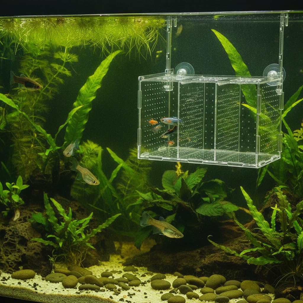 Caja Cría Peces Aislamiento Ventosa, 40x15x20cm | ción con ventosa, aislamiento y separación, ial peces jóvenes, para cría, para Crías, para Agua