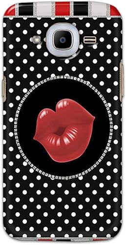 Kissing Lips White Dots Pattern Designer Case for Samsung Galaxy J2 (6) 2016 J210F, Samsung Galaxy J2 Pro (2016) Back Cover