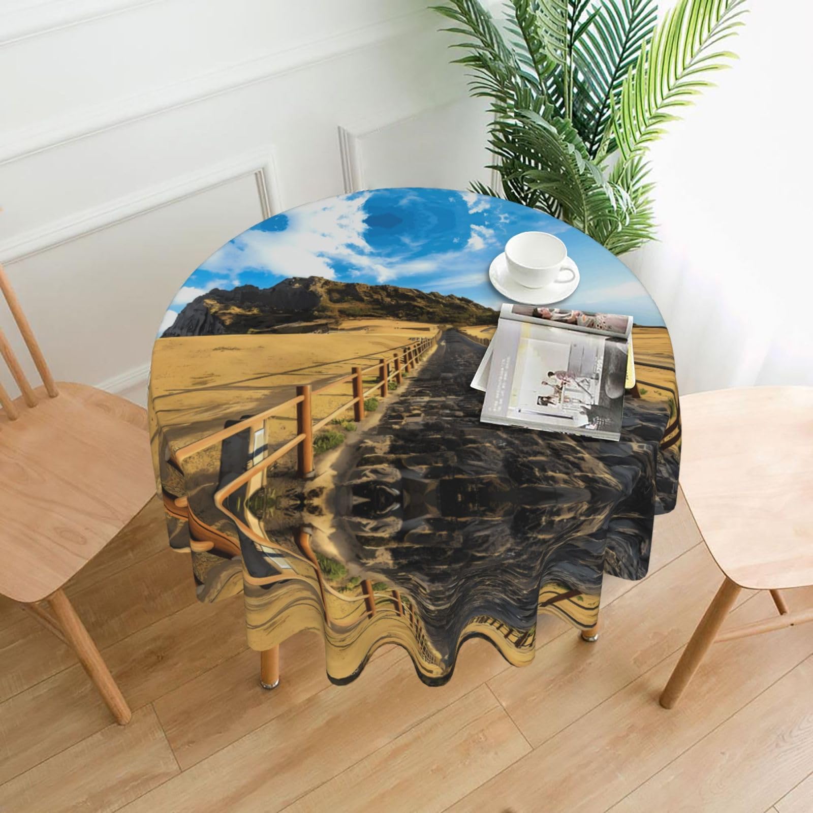 YYHWHJDE Jeju Island Korea Prints Round Decorative Tablecloth 60in - High-Grade Polyester Throw for Elegant Dining & Festive Gatherings