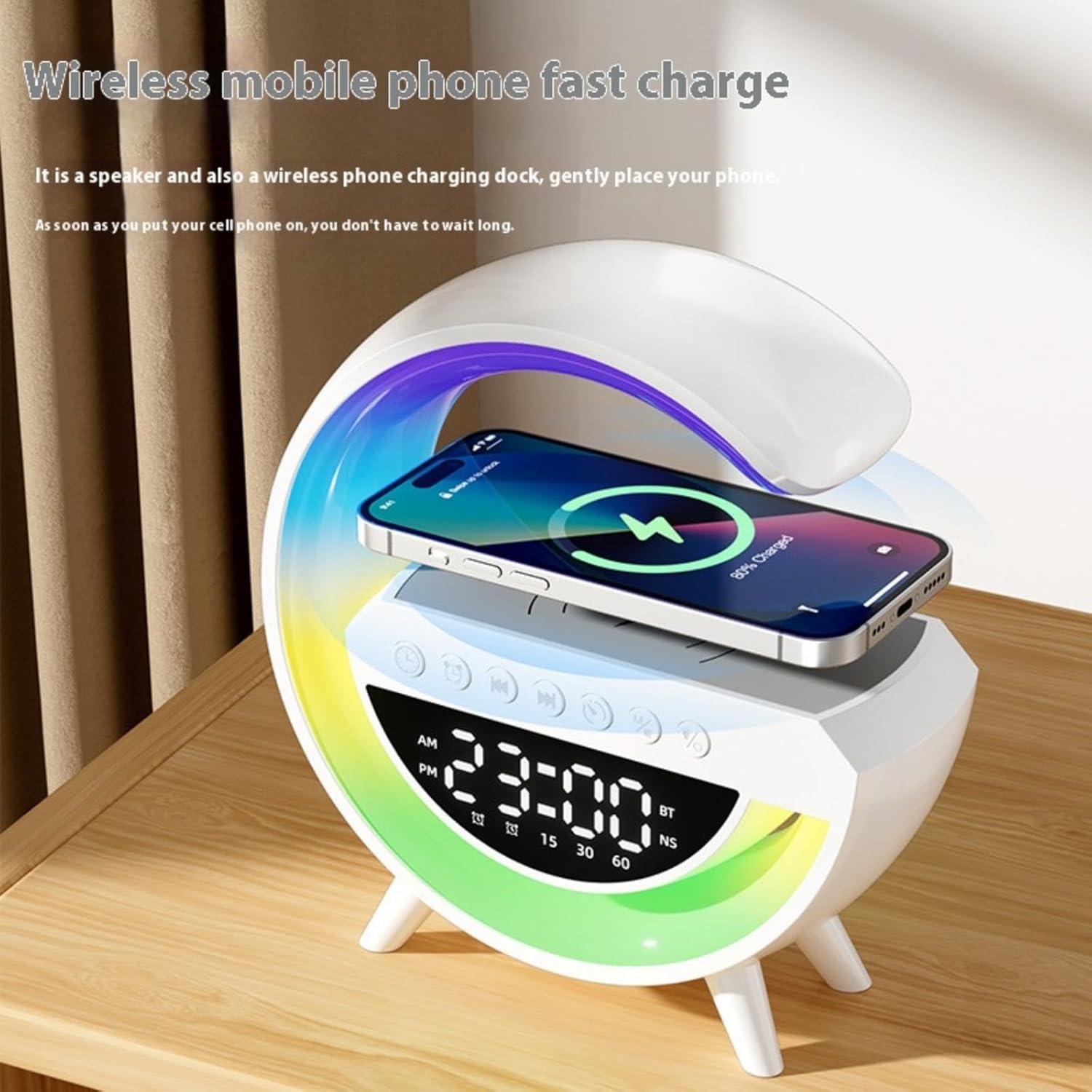 Smartphone wirelessly charging on the Dewould Mini G-Type device
