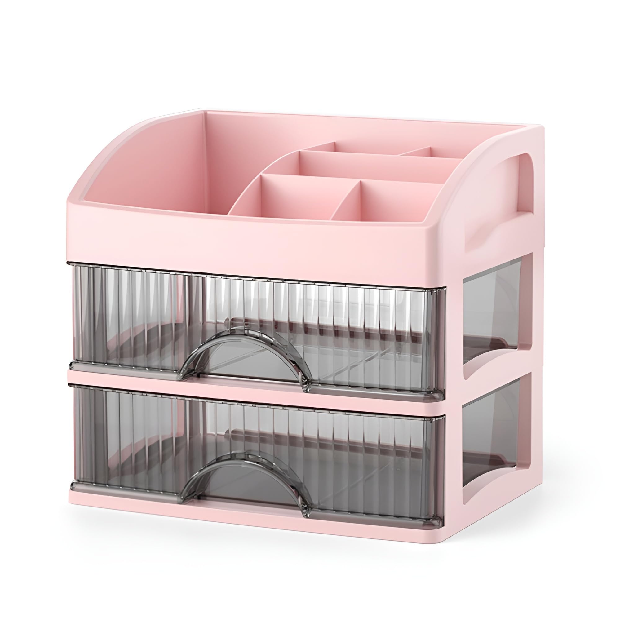 HoopVool Countertop Makeup Organizer with Drawers Plastic Storage for Makeup Brush,Hair Accessories,Jewelry,Skincare Vanity Display Cases, Skin Care Products, Office Desk Organizer (2 Layer, PINK) (B0D6W8X63L) Amazon Price History, Amazon Price Tracker