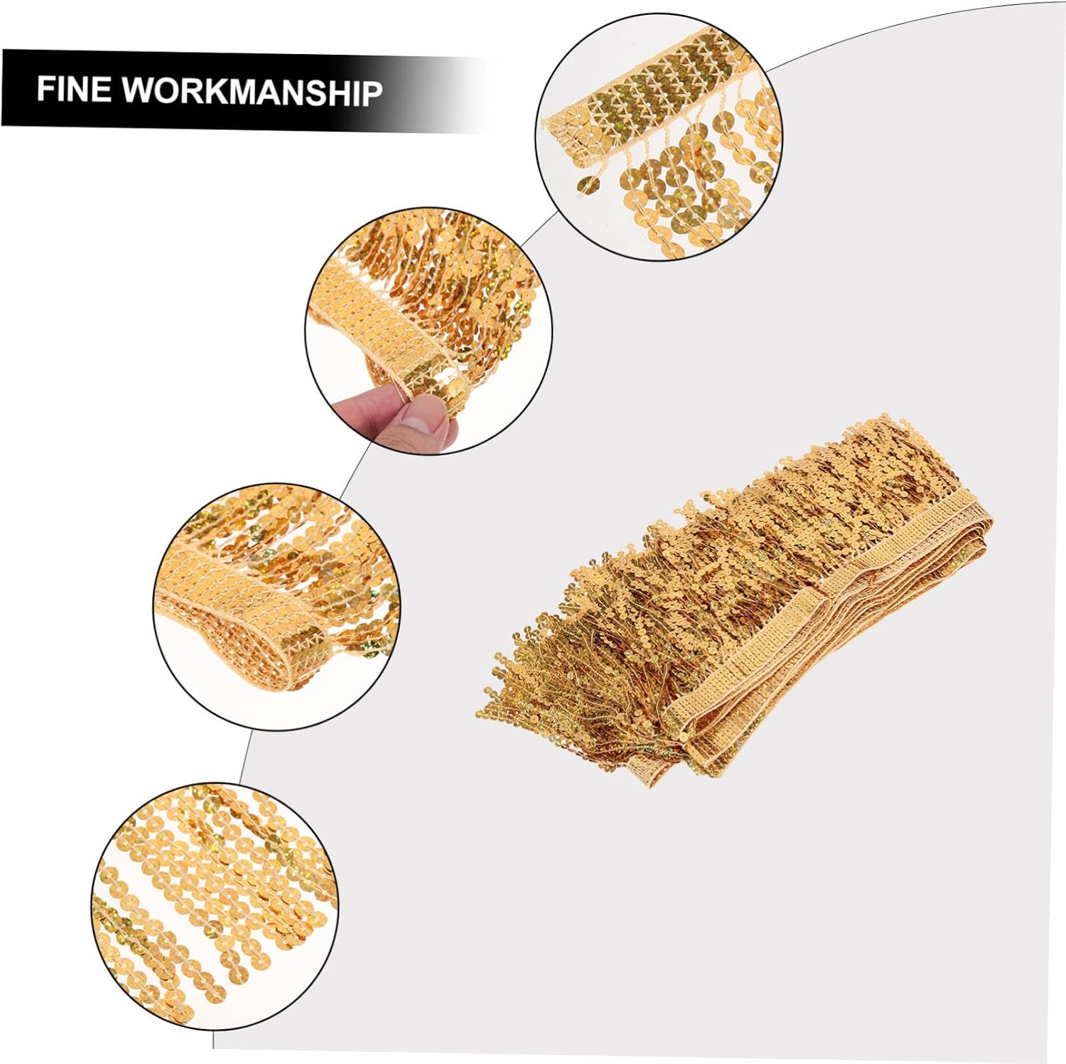 Gold Sequin Fringe Halloween Trim for Latin Dance Clothing DIY