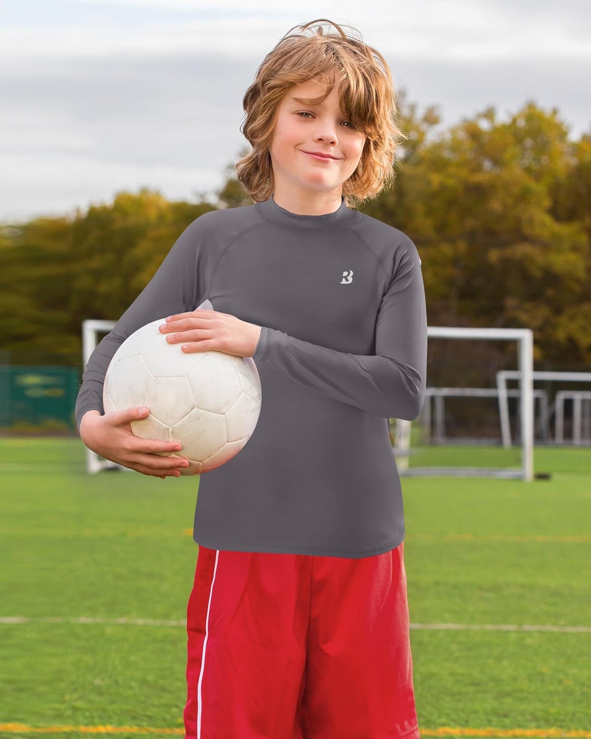 Roadbox Boys Girls Compression Shirts - Youth Long Sleeve Athletic Undershirt Mock Neck for Football Baseball Basketball - Image 2