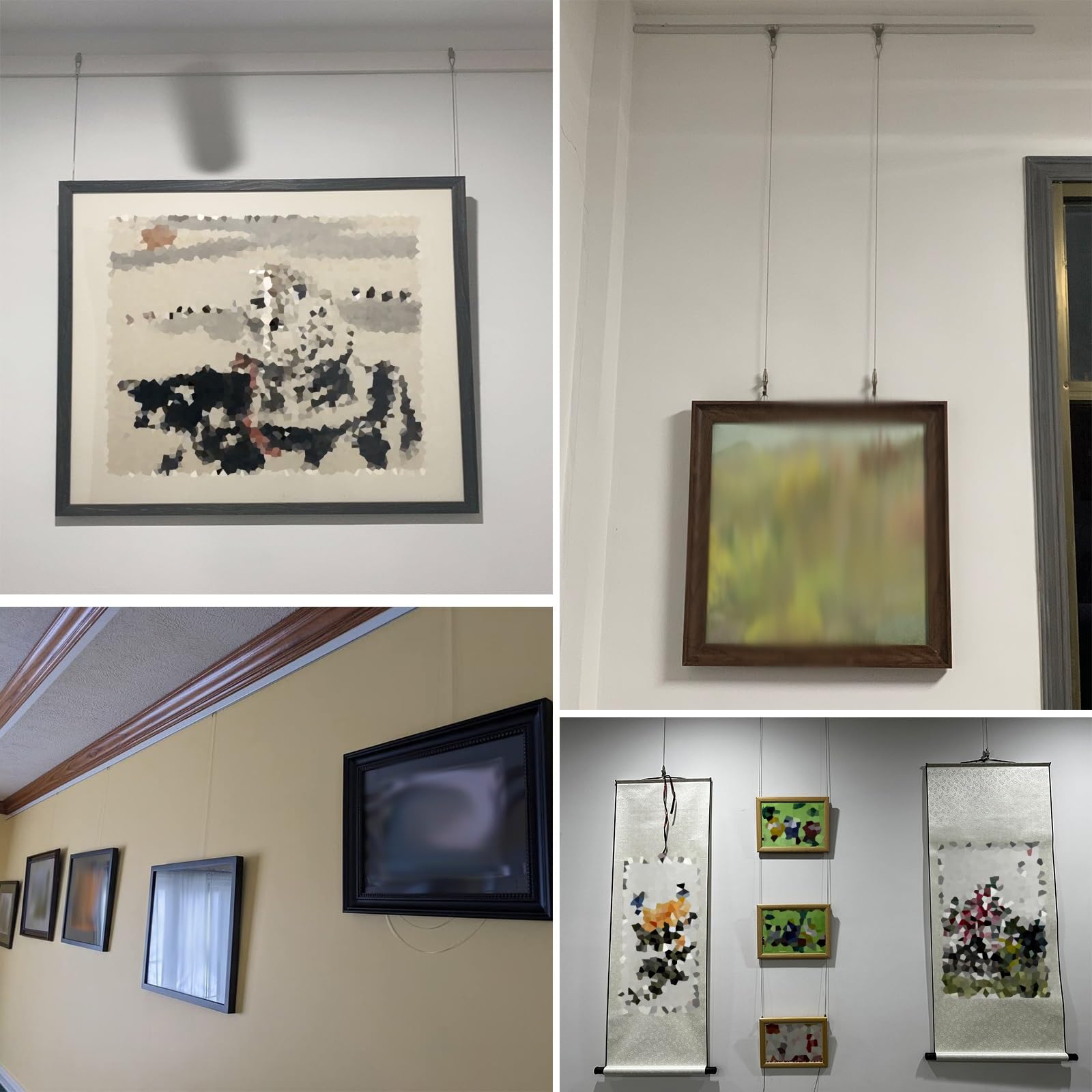 Système d'accrochage de Tableaux Robuste, kit de Rail d'affichage de 2 m avec câbles en Acier (1 à 3 m), idéal pour la décoration Murale de musées, Bureaux et Studios - Blanc, Longueur de câ
