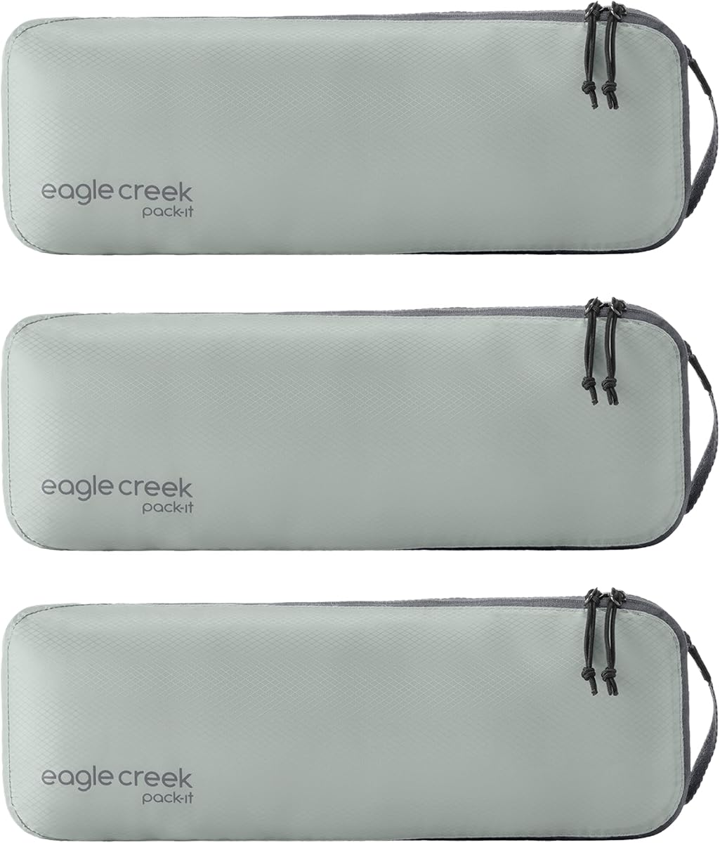 Eagle Creek Pack-It Isolate Slim Cube M/M/M Set - Organizador de viaje compacto y minimalista para herramientas de peinado, cinturones y artículos pequeños - Accesorios de viaje - Gris tormenta
