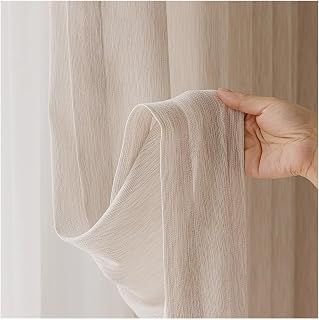 Gauze Curtain Cotton Hemp Linen Gauze Curtain for Living Room(Rod Pocket,W130xH100cm)