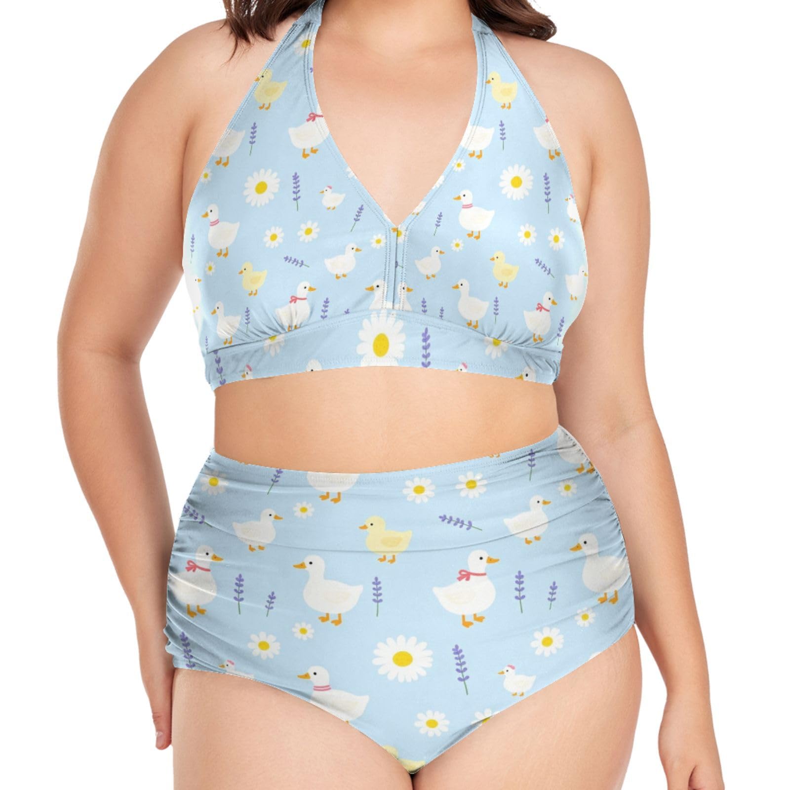 FRODOTGV Curvy - Costume da bagno a due pezzi da donna, taglia L-4XL