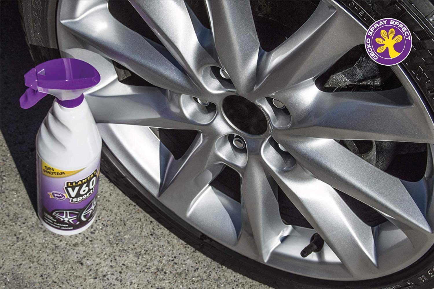 Sisbrill V60 Sport Limpia Llantas - Neutro y Seguro - Efecto Gecko Spray - 1 Litro