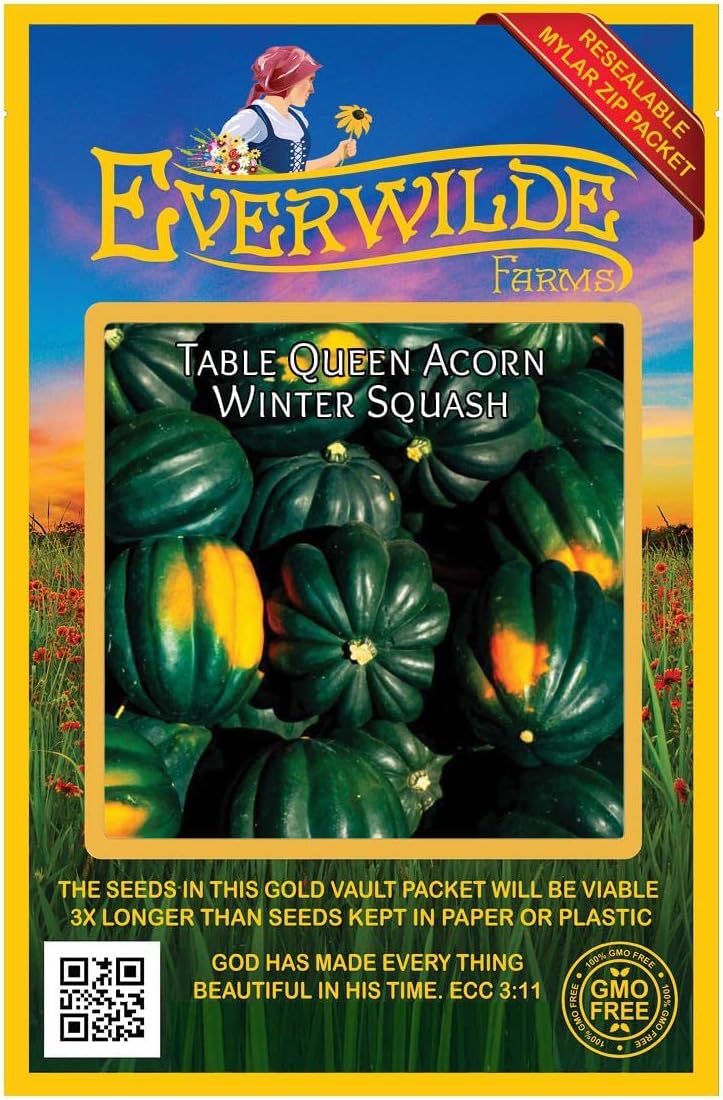 Everwilde Farms - 1 Lb Table Queen Acorn Winter Squash Seeds - Gold Vault