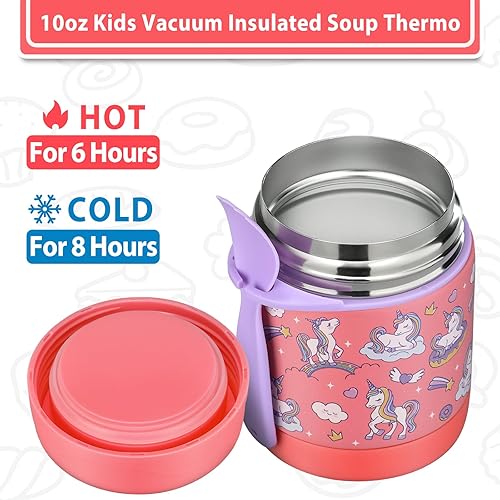 Miniatura 4 de Termo de sopa de 10 oz para comida caliente, tarro con cuchara para niños, recipiente aislado a prueba de fugas, de acero inoxidable, boca ancha,