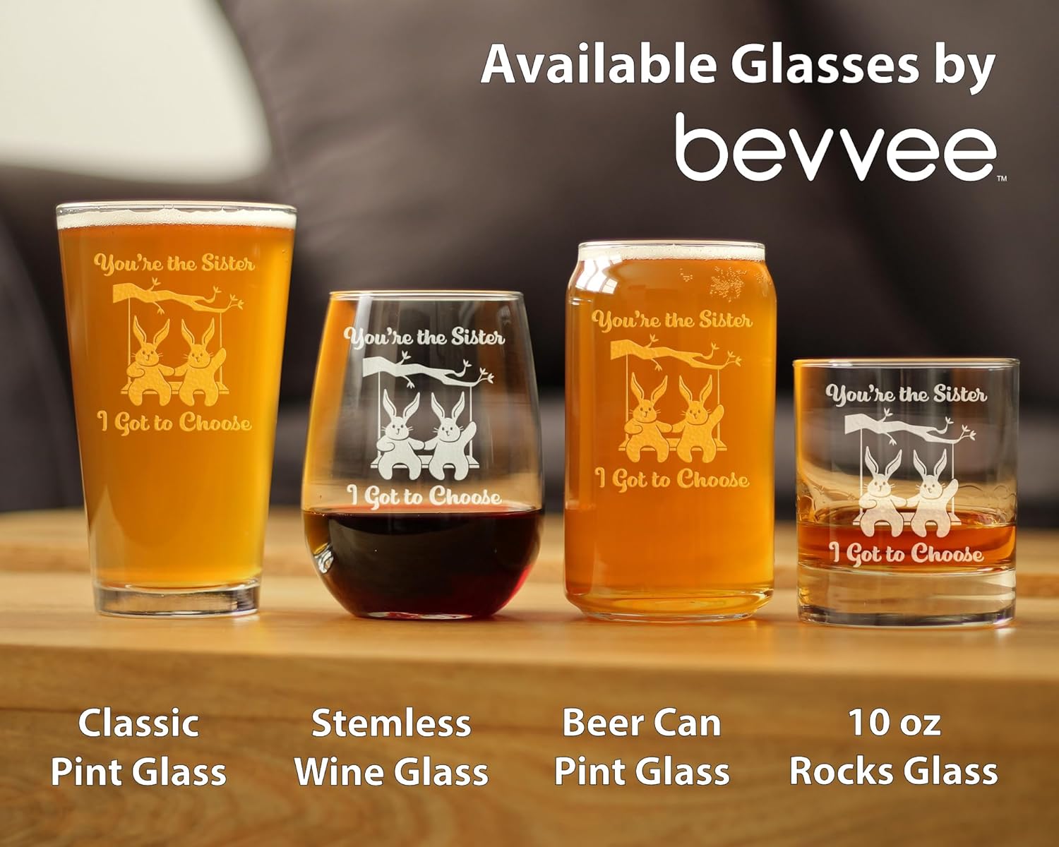 Sister I Got To Choose - Stemless Wine Glass - Best Friend Gifts for Women - Large 17 Ounce Glasses - Image 5