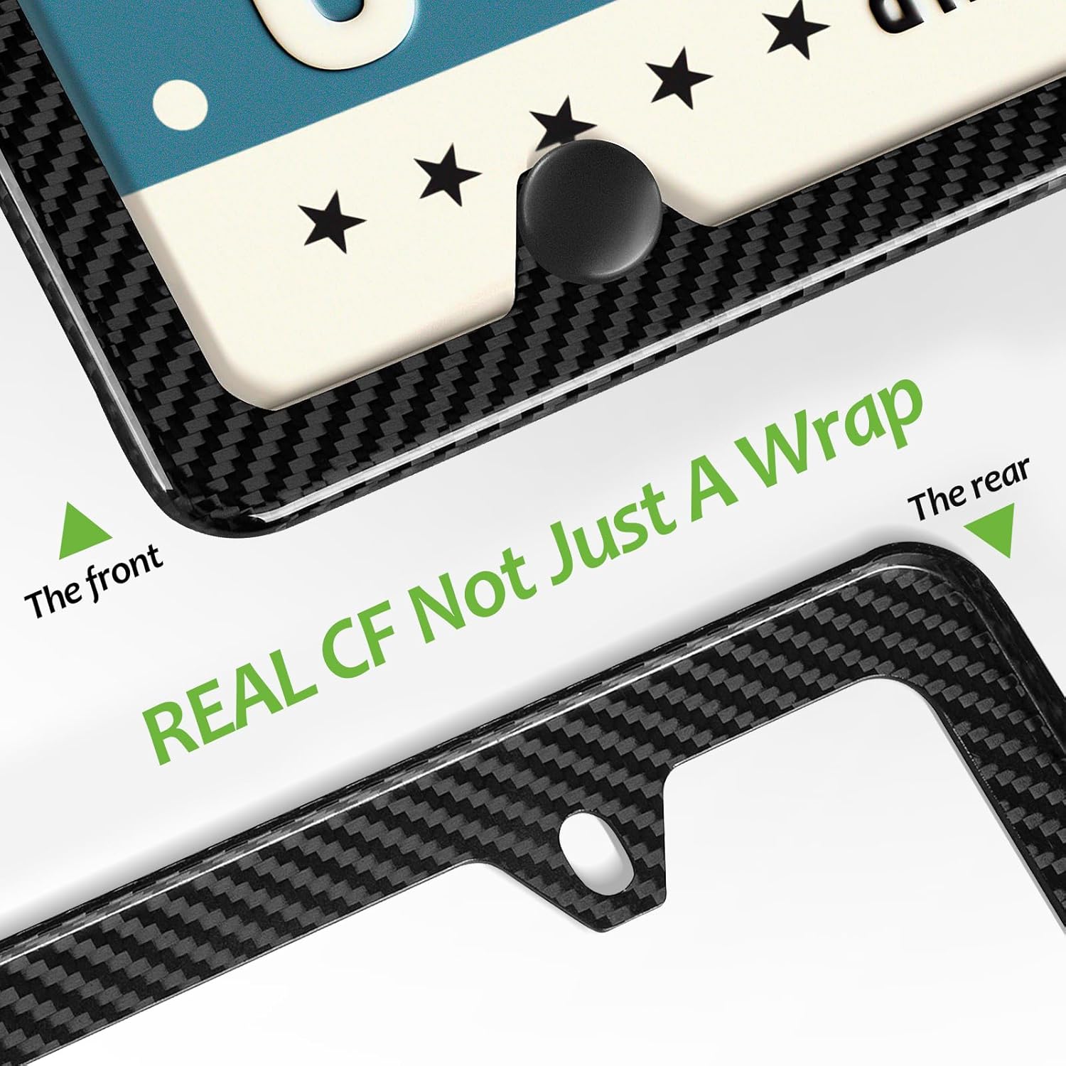 T-carbon Real Carbon Fiber License Plate Frame, Handcrafted Plate Frames Cover, High Gloss Finish License Plate Holder with Mounting Tools, Car License Plate Cover Fit for US CAN Vehicles 4 Holes 1Pcs