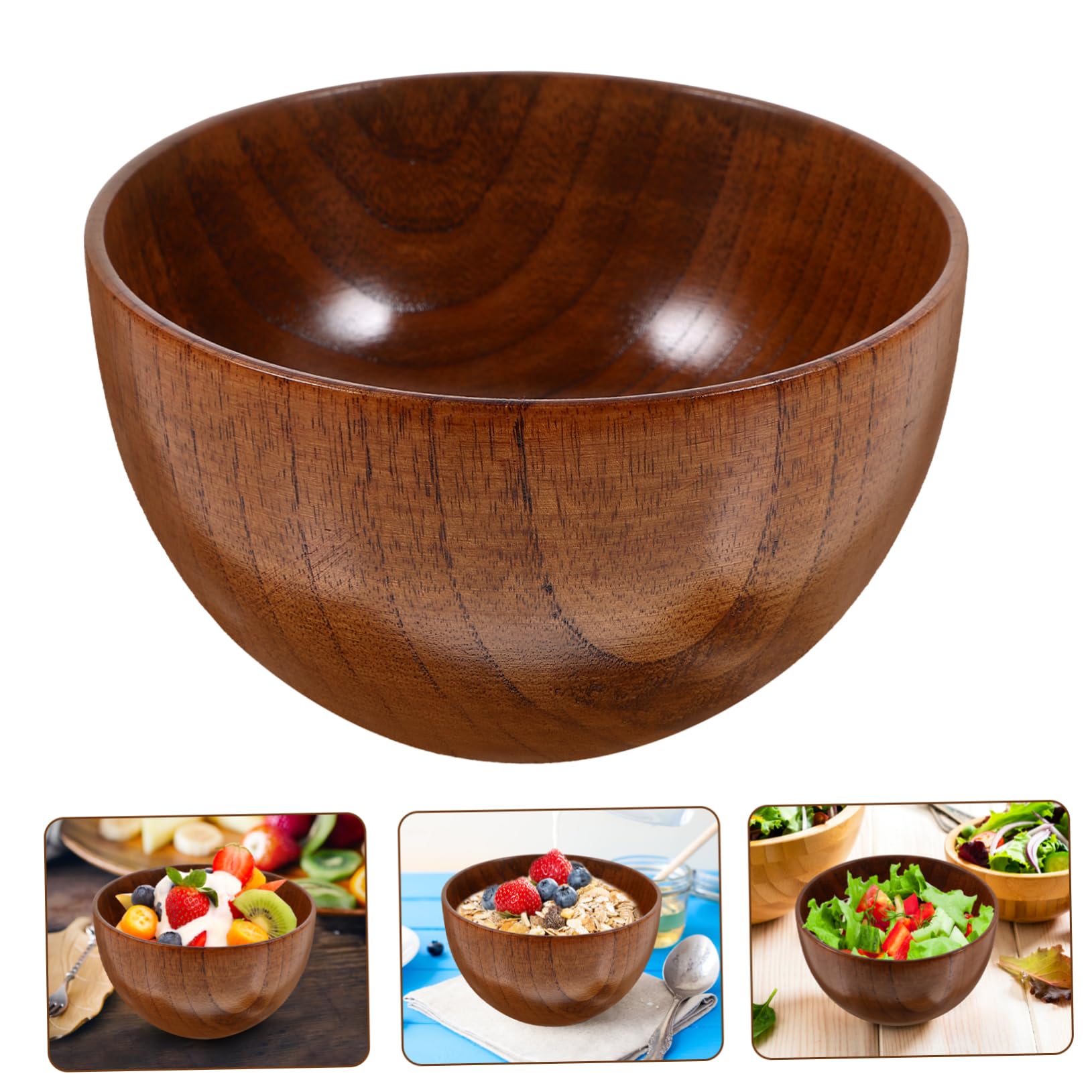 PRETYZOOM 4piezas Tazón De Madera Japonés Antideslizante Para y Ensaladas Bowl De Madera Natural Para Alimentos Para Restaurantes y Doméstico