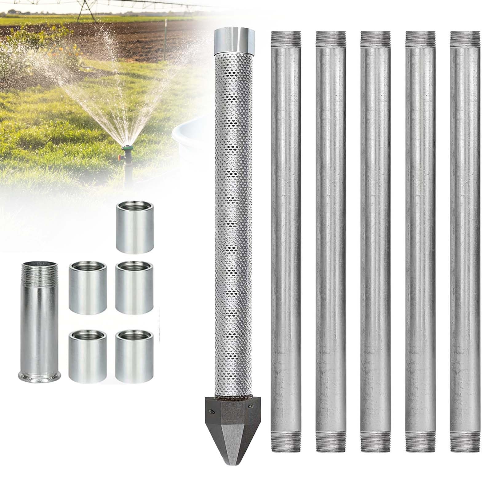 Water Well Drilling Kit, Professional 1-1/4 Inch X 36 Inch Kit-Drive Well Point, Includes Extension Pipes for Shallow Sand Point Well Kit Project, DIY Groundwater Access(1+5 Pipes–6m (20ft))