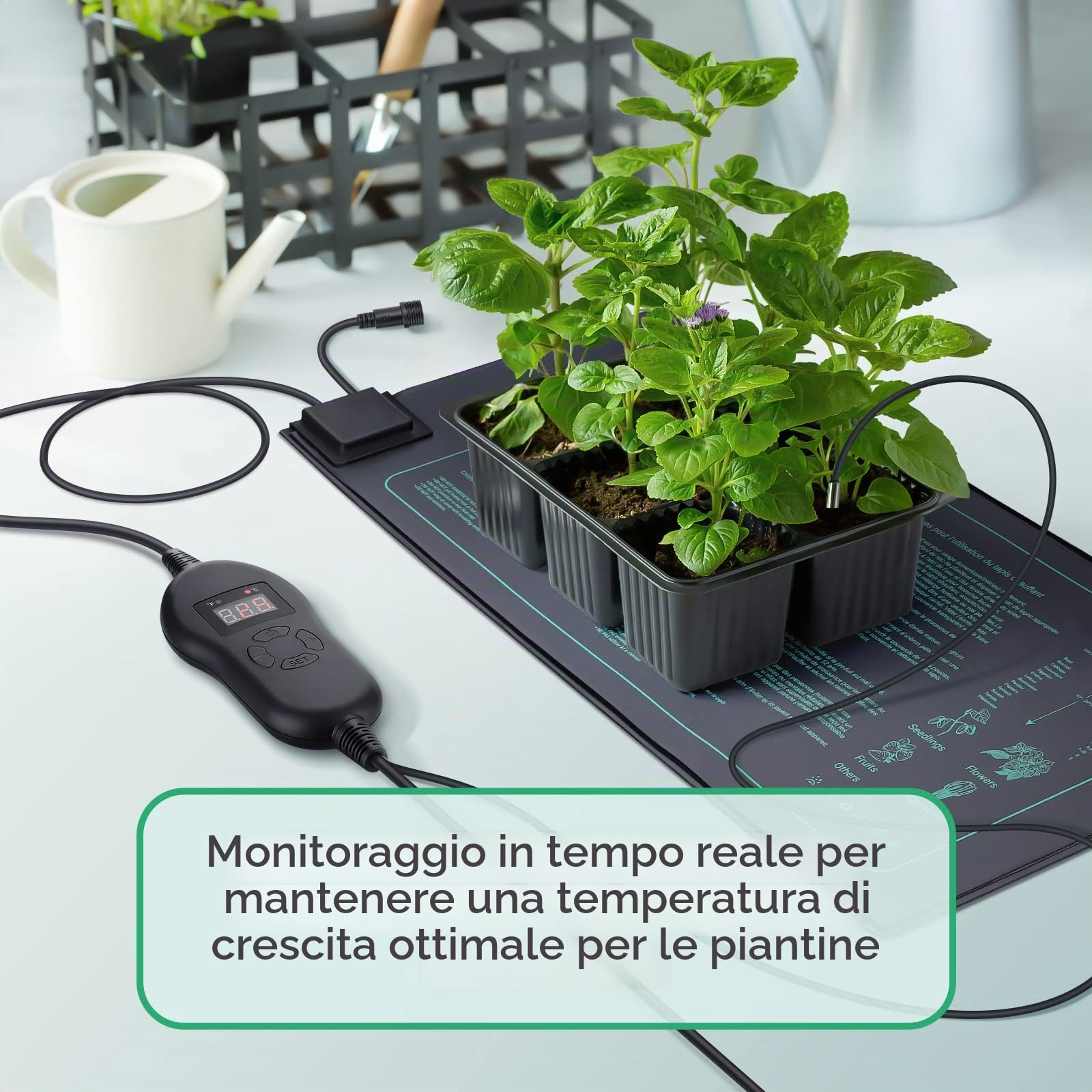 Luxbird Tappetino Riscaldante per Piante con termostato, 2 tappetini riscaldanti con 1 Controller, 30W, Controllo Uno a Molti, Impermeabile IP67, 52x25cm, per Serra, germinazione, Terrario