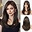 Allbell Dark Brown Wig with Curtain Bangs Medium Length Layered Hair Wig for Women Heat Resistant Synthetic Wigs for Daily Use