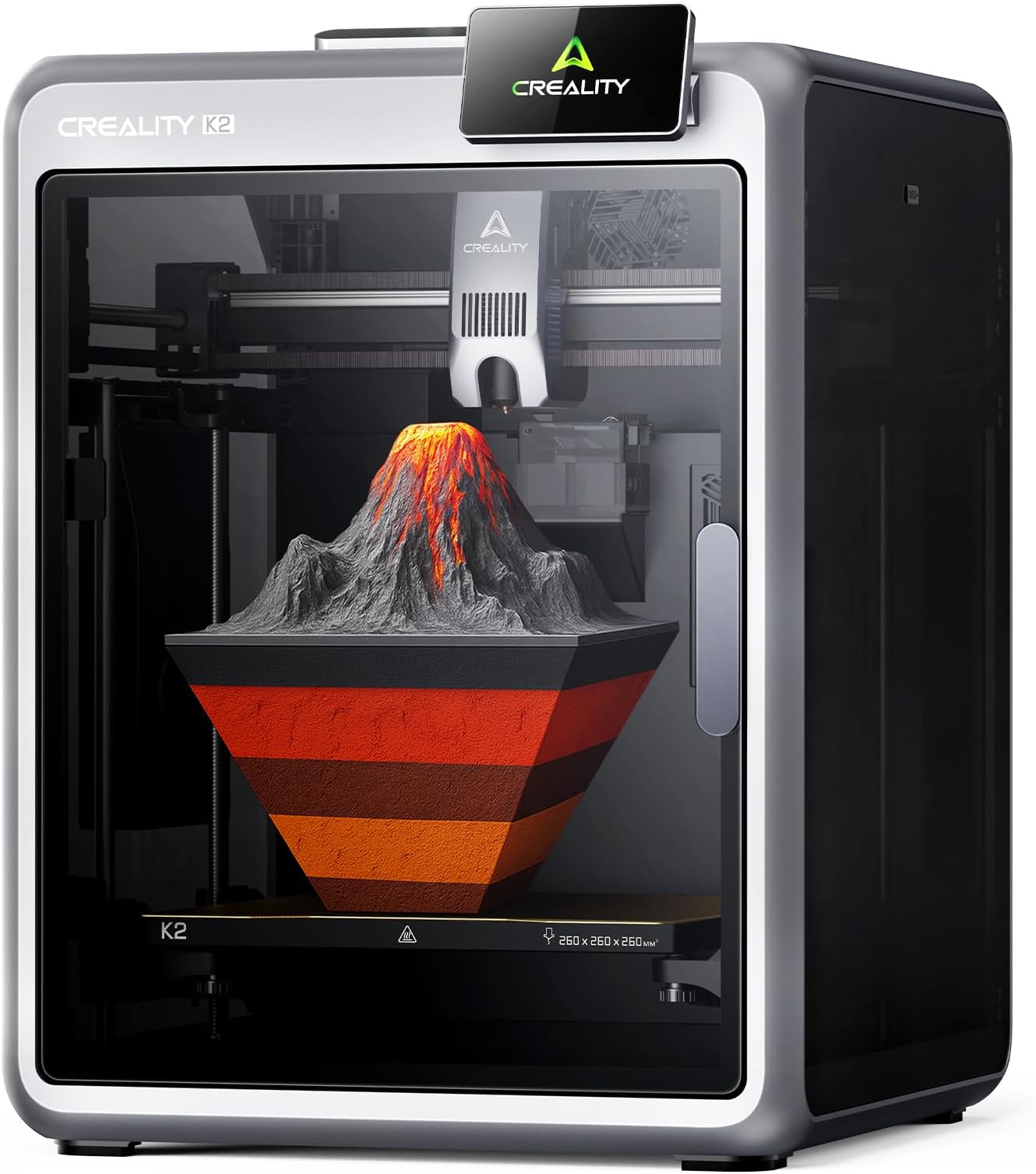 Creality K2 3D Printer, Multicolor Printing Need CFS, Max 600mm/s Printing Speed, Smart Auto Leveling & Al Camera, Next-Gen Direct Drive Extruder, 95% Pre-Assemble, Build Volume 260 * 260 * 260mm
