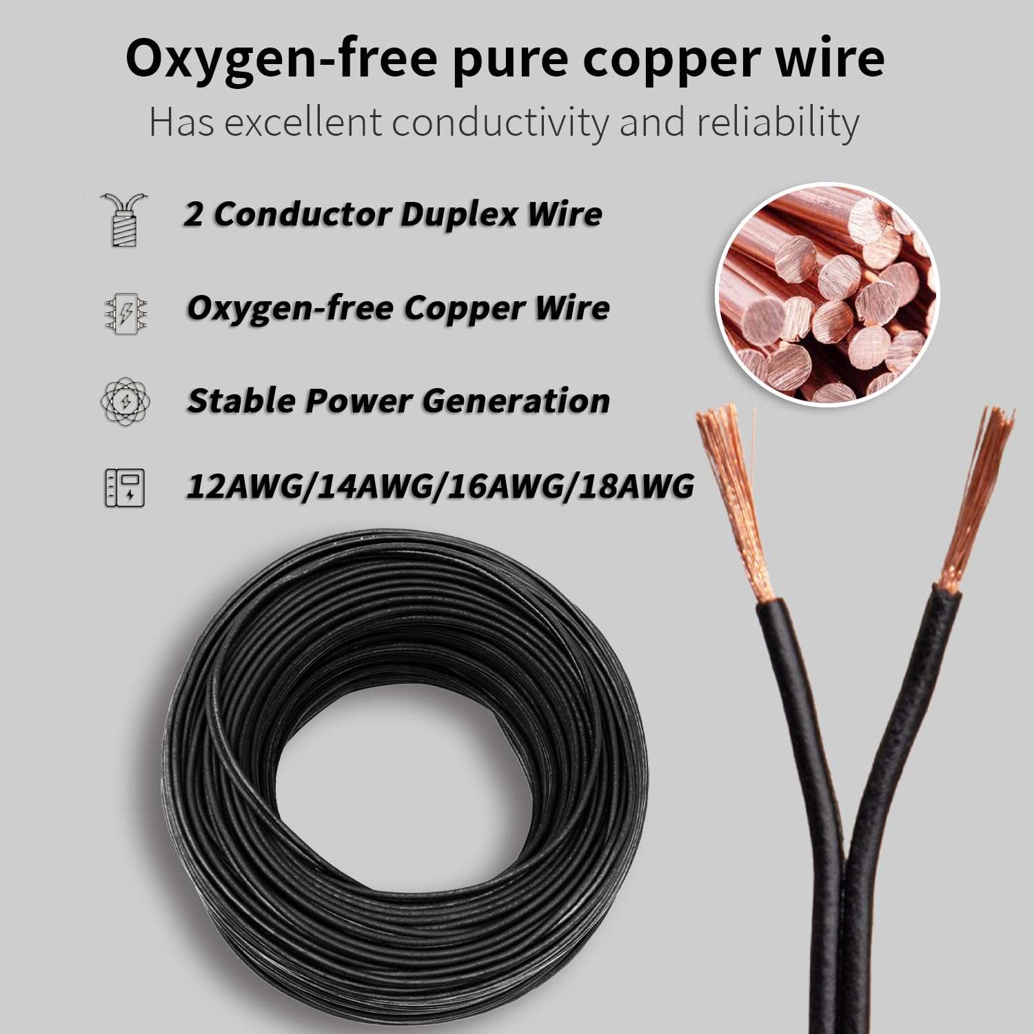 PlugSaf 14/2 Low Voltage Landscape Lighting Copper Wire,14 Gauge 2 Conductor Wire,Low Voltage 14 AWG Copper Extension Cord for Speaker, LED, Automotive 12V/24V DC(100FT)