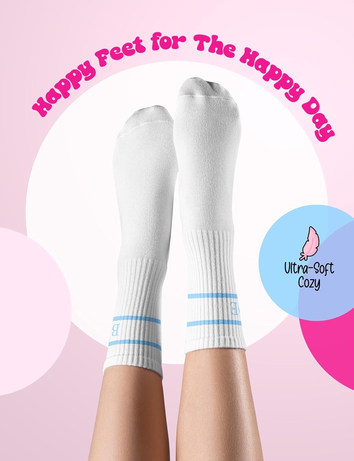 Bride Socks for Wedding Day "Something Blue" | Cute Novelty Crew Socks for Bride to Be | Bachelorette Party Gifts, Bridal Shower, Engagement Gift | White Cotton Casual Socks with Blue "BRIDE" Writing - Image 2