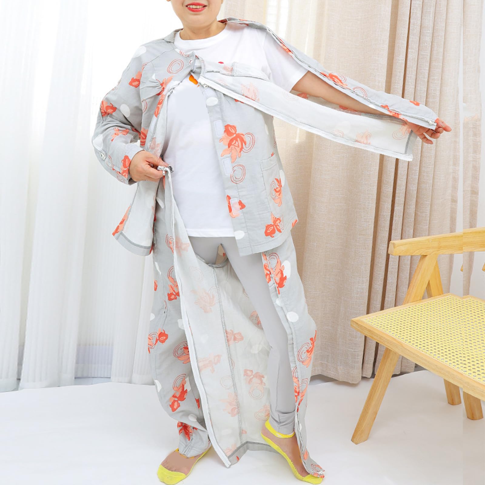 Ropa De Paciente En La Cama, Vestido De Hospital Tearaway, Pijamas De Paciente De Manga Larga, Ropa De Discapacidad Ayuda De Enfermería