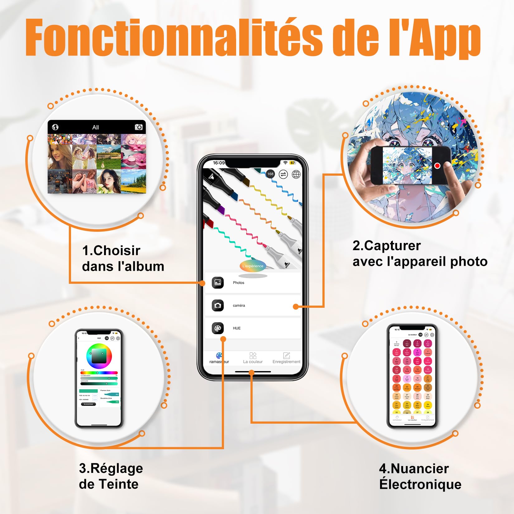 AEDAGA 168+2 Couleurs Feutre a Alcool avec App, Marqueurs à Doubles Pointes