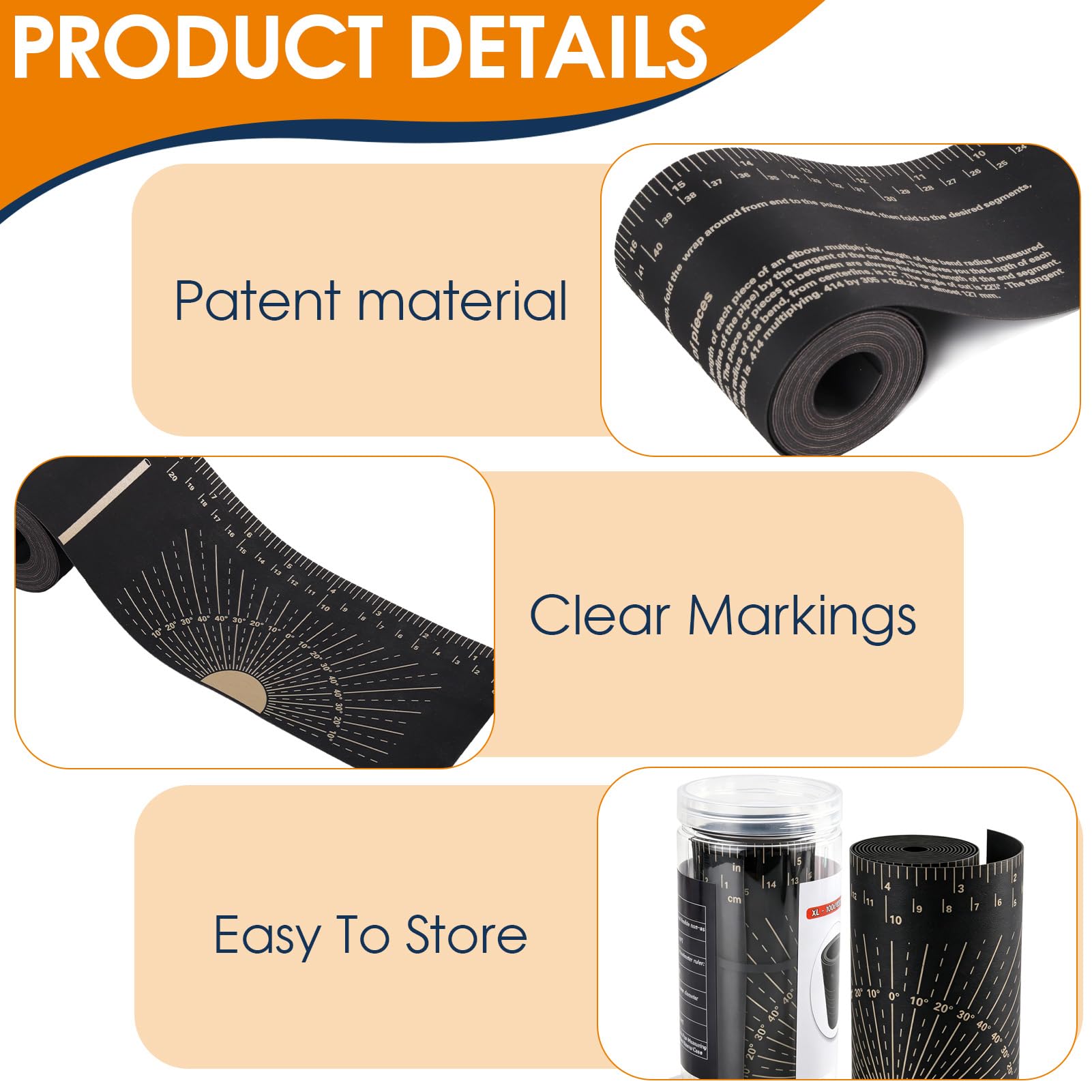 Pipe Measuring Tool - Wrap Around Tape (1-12") -6