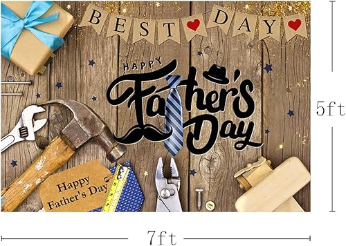 Miniatura 3 de MEHOFOND Fondo de madera rústica de 7 x 5 pies para fotografía de suelo de madera, herramientas y lazos, para el día del padre, bandera de