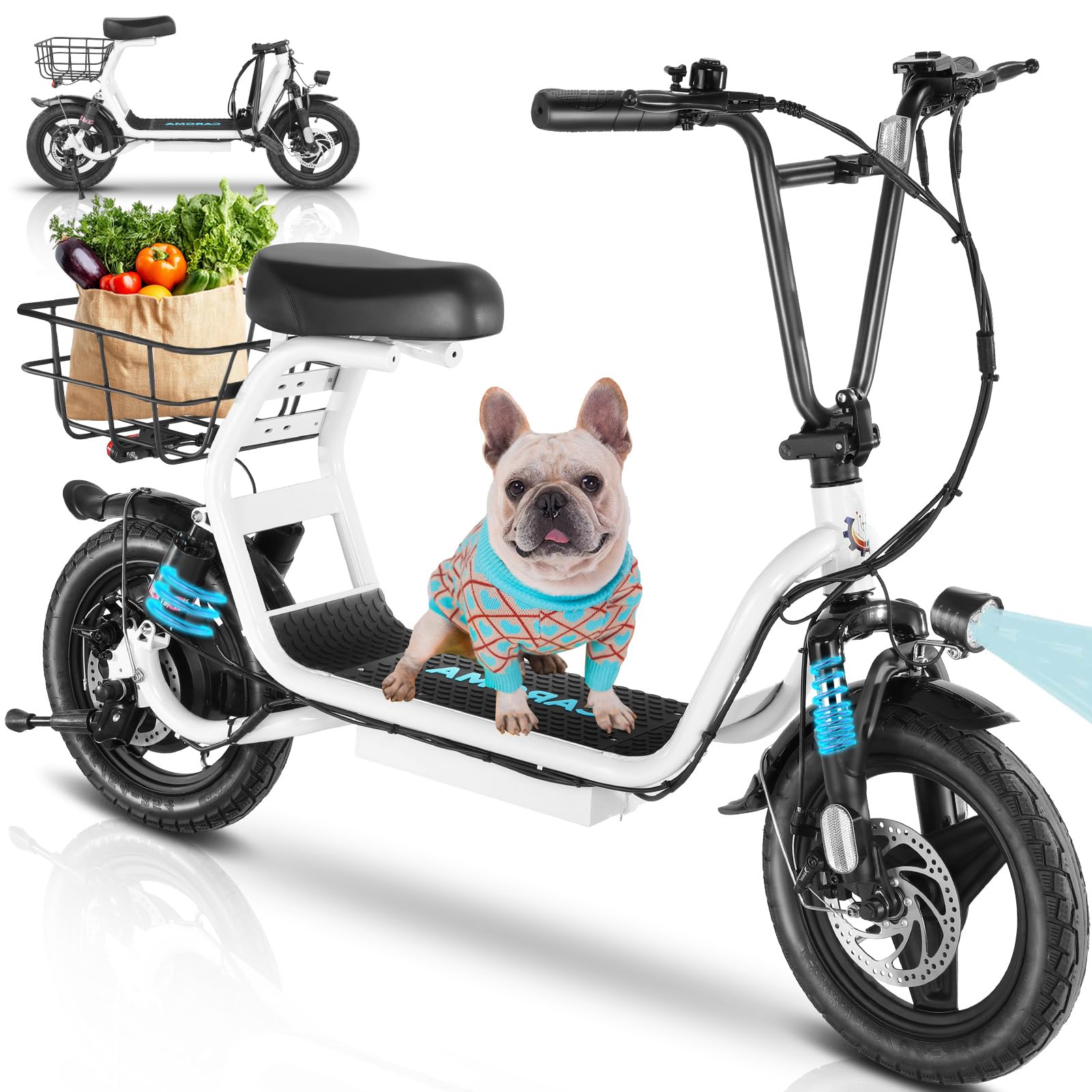 Caroma Peak 500W 800W 1200W Electric Scooter with Seat Max 15 20 30Miles 20MPH 14 20 Tires Foldable