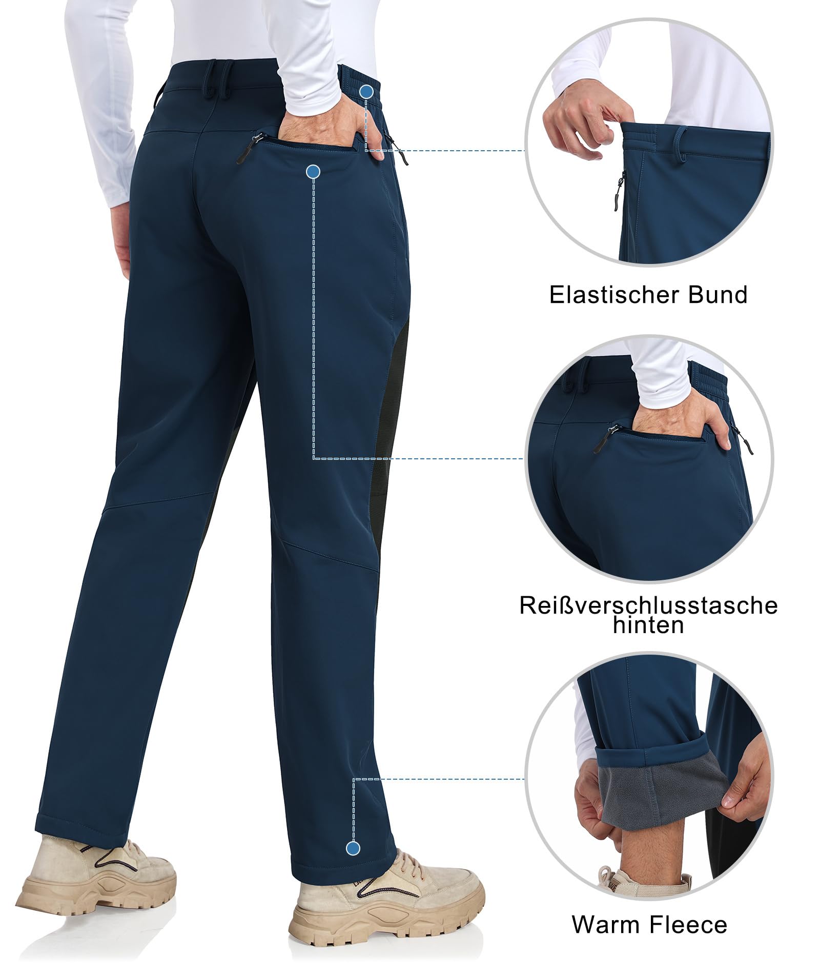 Djtnzdm Pantaloni da Lavoro Uomo Invernali Pantaloni Trekking Antipioggia Impermeabili Termici Pantaloni Neve Sci Snowboard Caldo Antivento Tasca con Cerniera (Loose Fit)