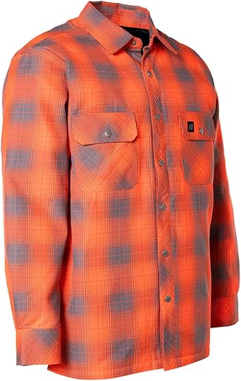 Forcefield Hi-Vis Black Shadow Plaid Quilted Flannel Shirt Jacket, Polyester Insulated, Spring-Loaded Snap, Multi-Pocket