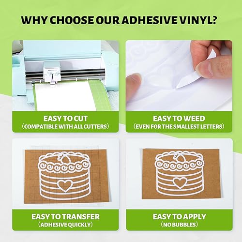 Miniatura 3 de Rollo de vinilo permanente blanco para Cricut Silhouette, vinilo adhesivo blanco de 12 pulgadas x 40 pies para todos los cortadores de máquinas de