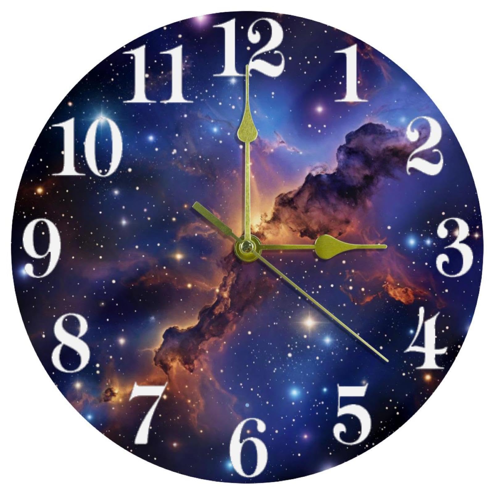Horloge murale galaxie silencieuse à quartz ronde pour la maison