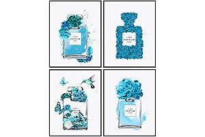Designer Perfume Bottle Poster Set: Turquoise Enchantments for Your Walls