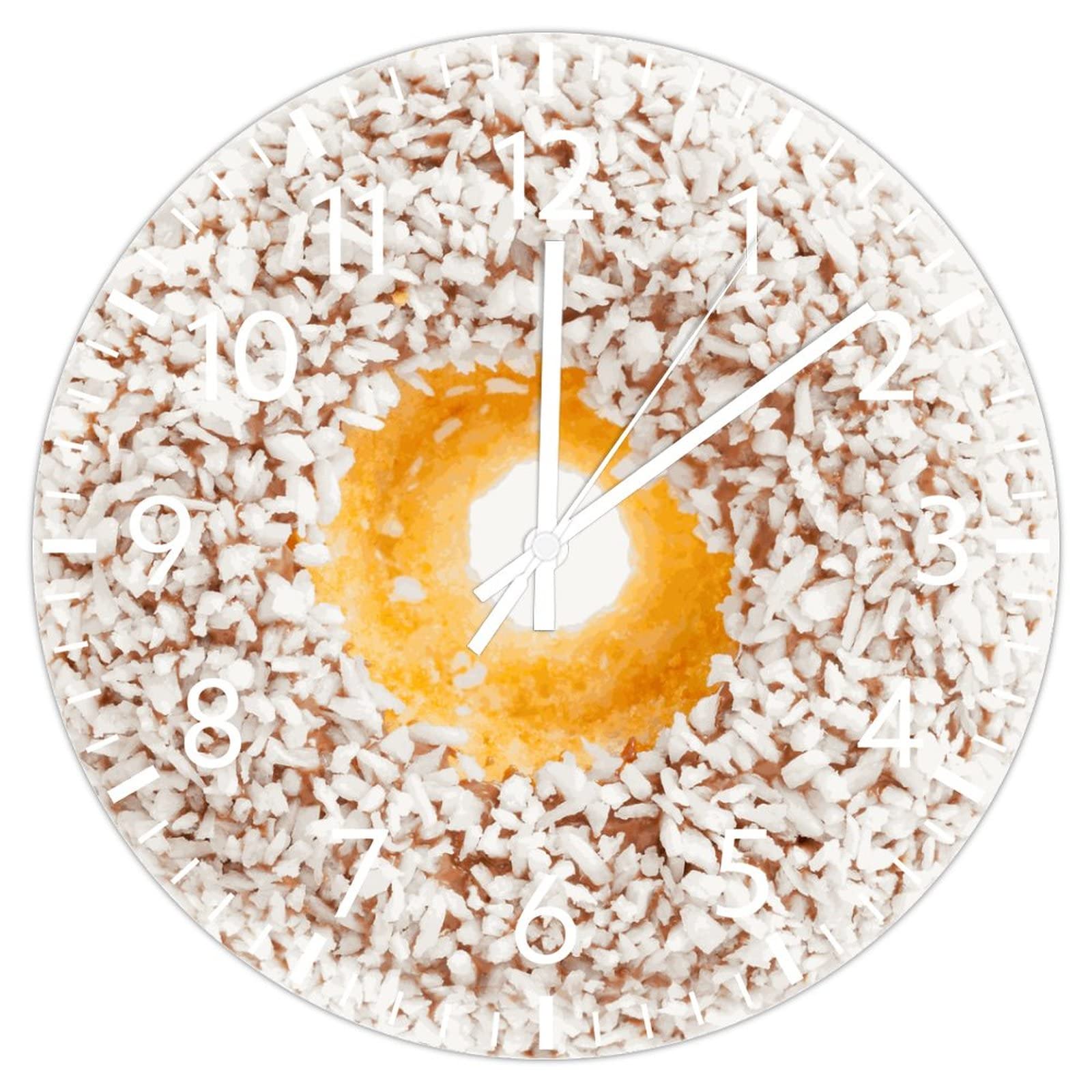 Horloge murale donut en PVC de 30 cm ronde et sans cadre
