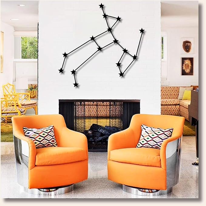 Sagittarius Metal Wall Art, Constellation Metal Wall Art, for Zodiac Room Decor, Star Signs, Boho Wall Decor, Astrology Room Decor, Constellation Home Outdoor Plaques(Black,47 * 46cm/19 * 18in)