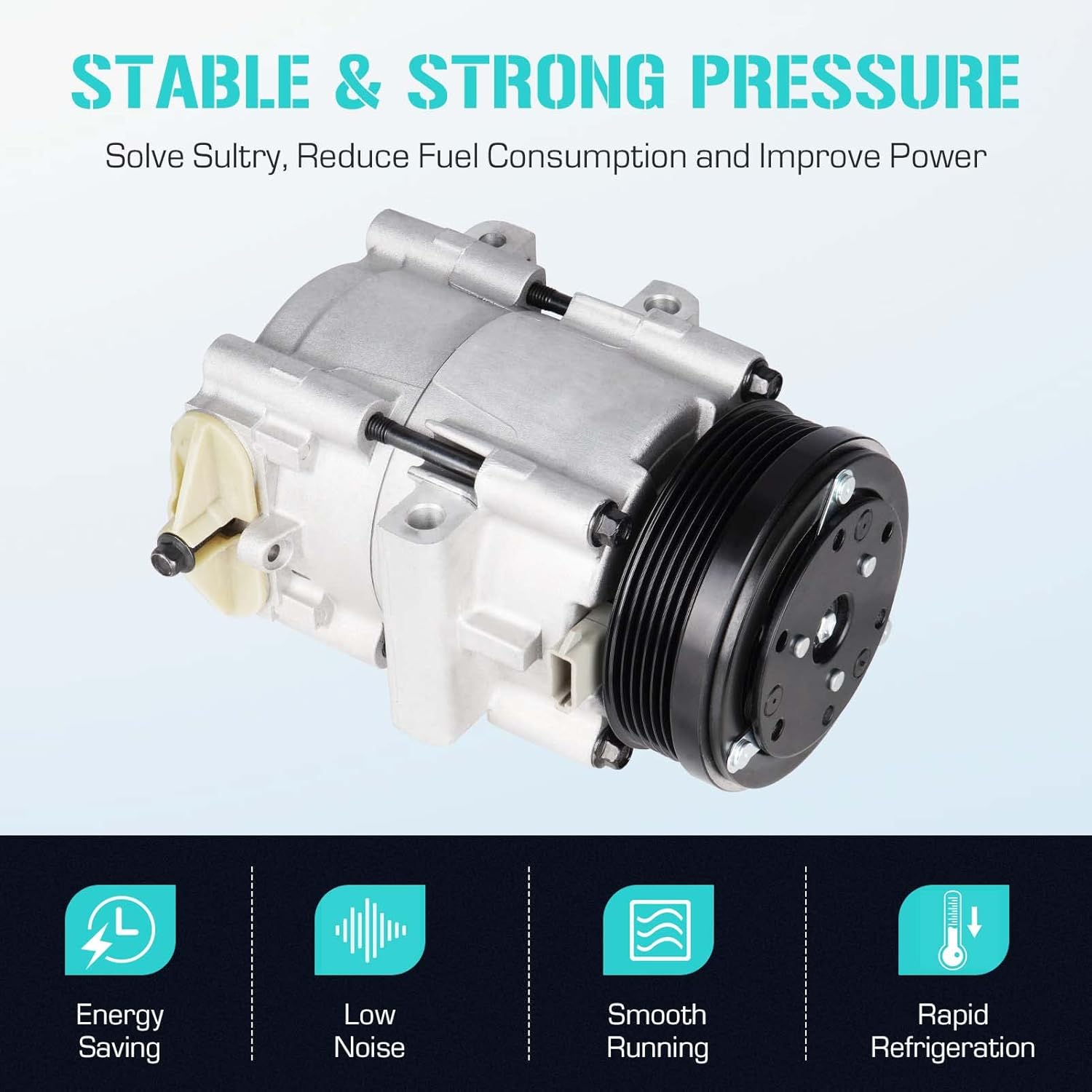 AC Compressor with Clutch Fits for Excursion 5.4L 6.0L 6.8L 2003-2005, F150 4.6L 5.4L 2004-2006, F250 350 450 550 Super Duty 2006 2007, Mustang 1996-2000, Town Car 4.6L 1994-2002, CO 101290C