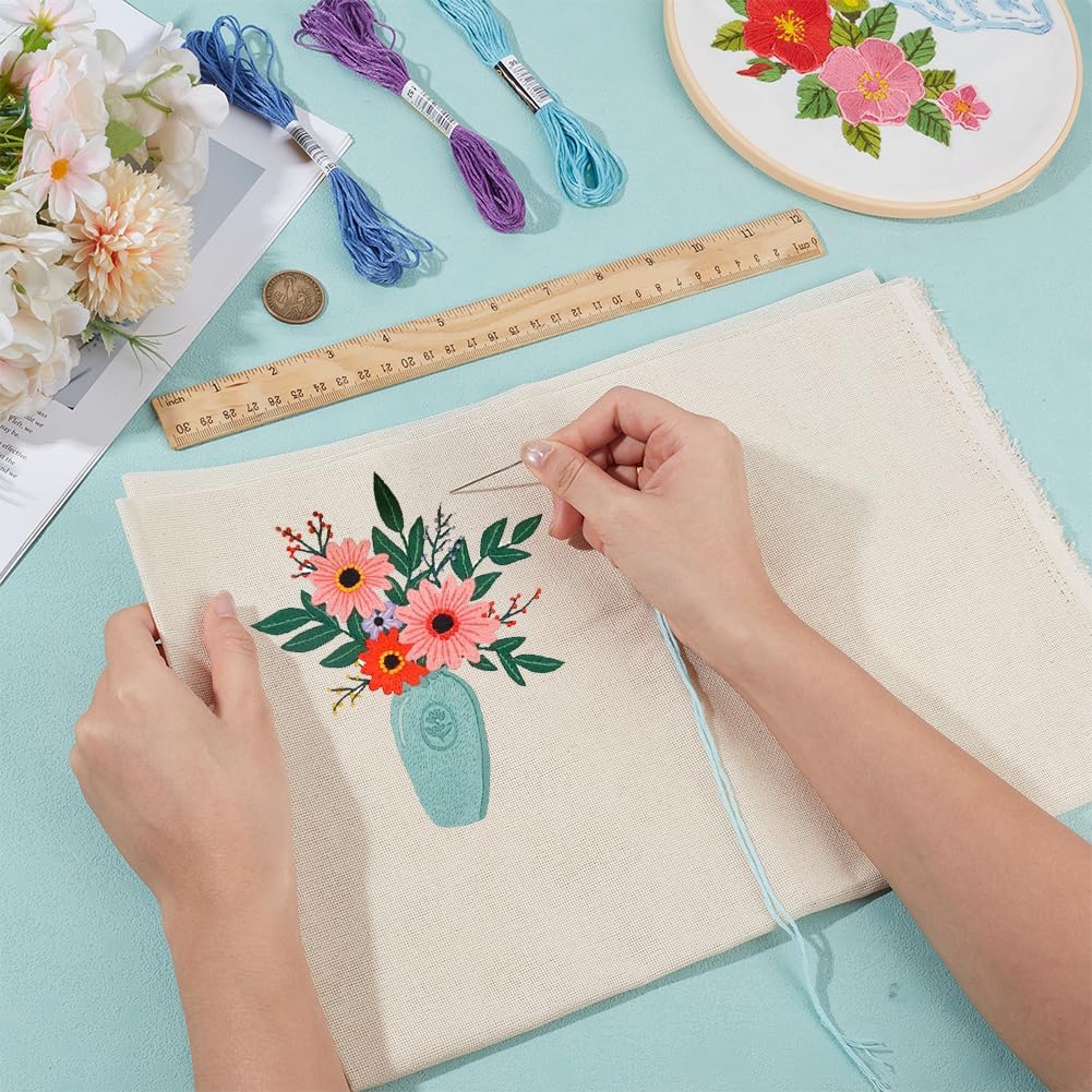 BENECREAT 25 Count Cross Stitch Fabric, 29.5x19.7 Inch Antique White Linen Fabric for Embroidery DIY Crafts Home Decoration