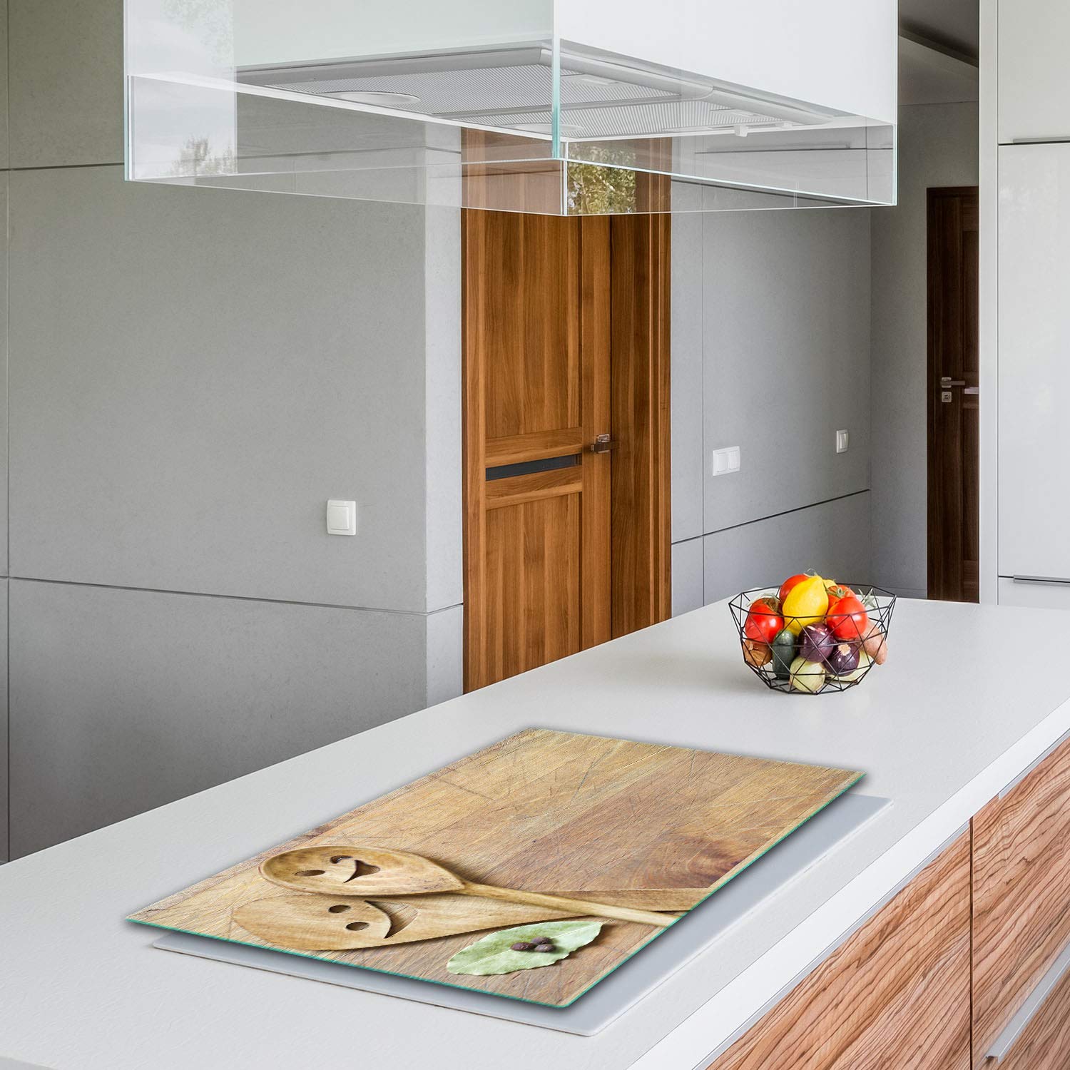 TMK ArtDeko – Placa Protectora Vitrocerámica 1 Pieza 80x52 cm – Cubre Placa de Inducción de Cristal Templado 4 mm – Tabla de Cocina de Vidrio Multifuncional y Protector Antisalpicaduras