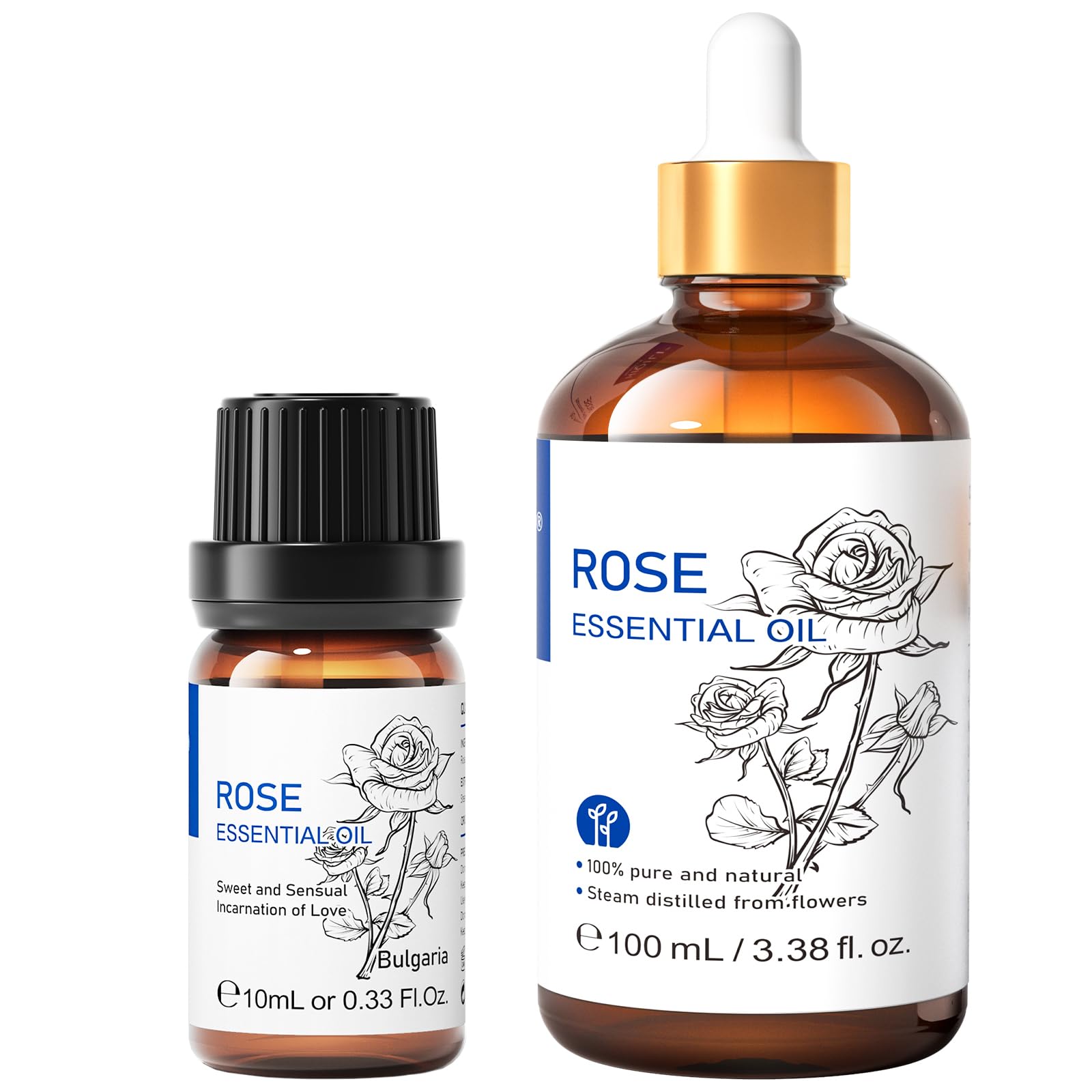 HIQILI Rose Essential Oil, 100% Pure Natural for Diffuser