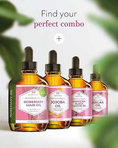 Miniatura 7 de Leven Rose Aceite orgánico de romero para el crecimiento del cabello con ricino, romero, menta, jojoba, argán, semillas de calabaza, extracto de