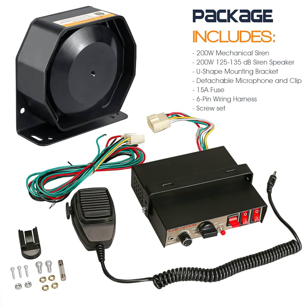 サイレン　ＳＩＲＥＮ Amazon.com: BooYu 12V 400W 37 Tones Police Warning Emergency