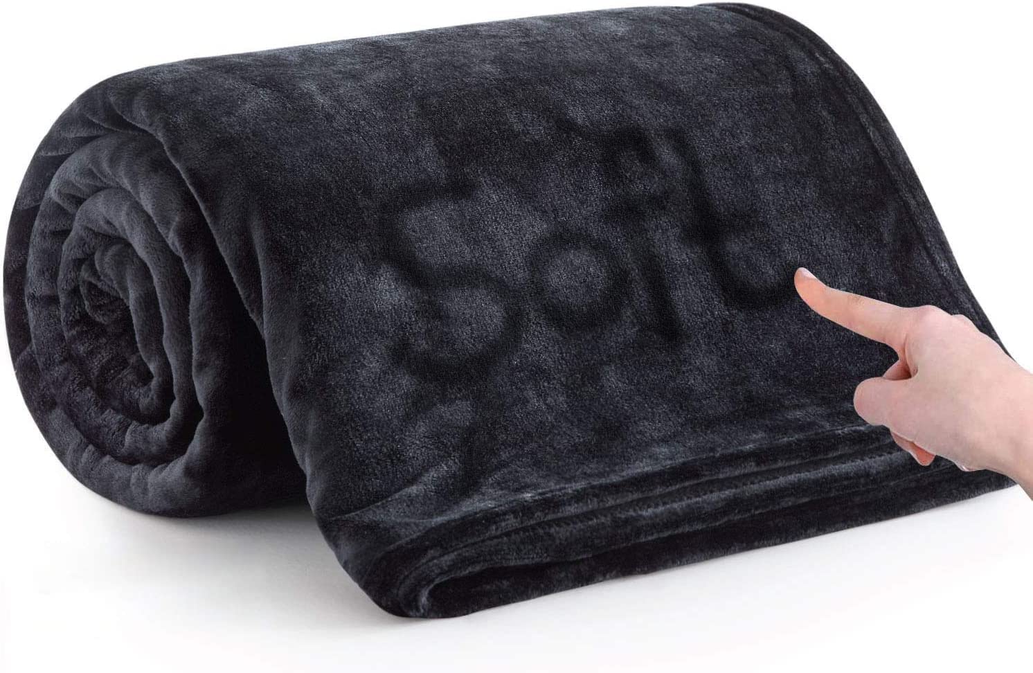 MOONLIGHT20015 Fleece Blanket King Size for Bed - Soft Cosy Fluffy Throw Blankets, 400 GSM Silk Touch Warm Extra Large Throws for Audlts, Black, 270x230 cm