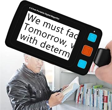 AALGO 5.0 inch Portable Digital Magnifier Electronic Reading Aid w/Foldable Handle 4X-32X Times Zoom 17 Color Modes 5 Levels for Brightness with Memory Function,Black