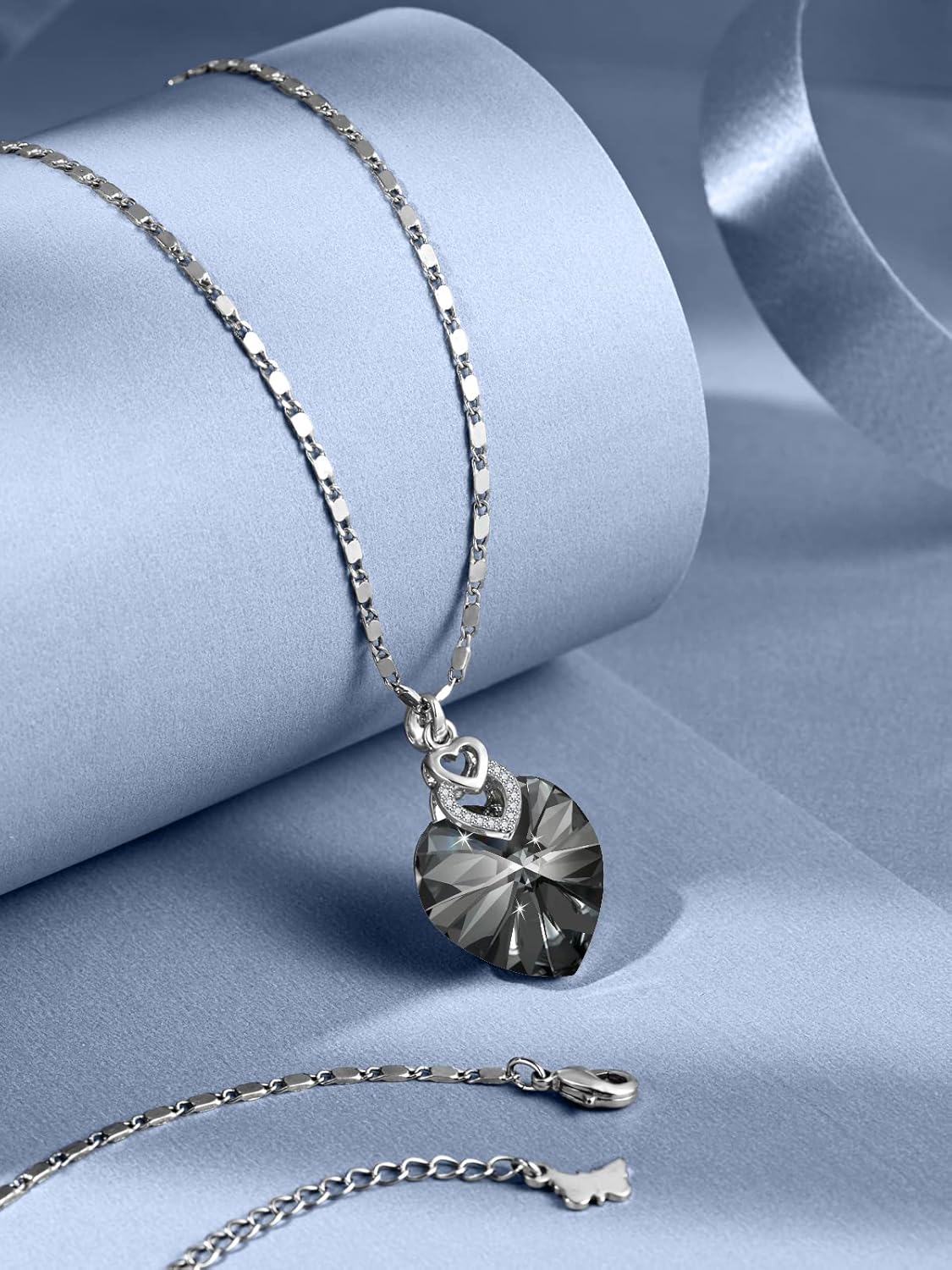 PLATO H 3 Hearts Crystal Necklace for Women, Pendant Engraved Love You - Christmas Wedding Gifts for Her Anniversary Mother's Day Valentine’s Day Birthday - in Gift Box - Image 2