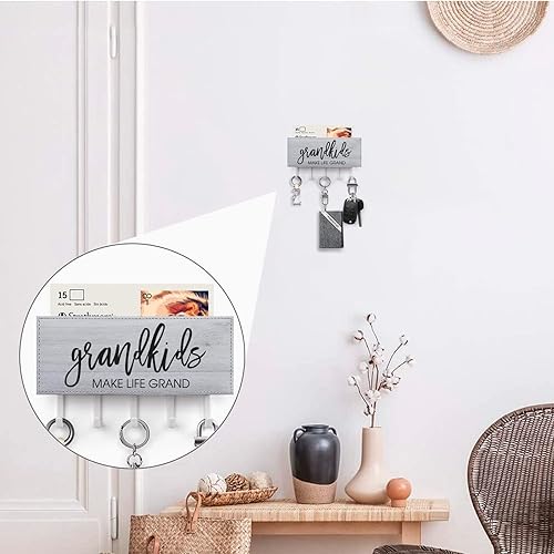 Miniatura 4 de Grandkids Make Life Grand - Soporte para llaves de montaje en pared, familiar, amor, autoadhesivo, organizador para llaves, decorativo, clásico,