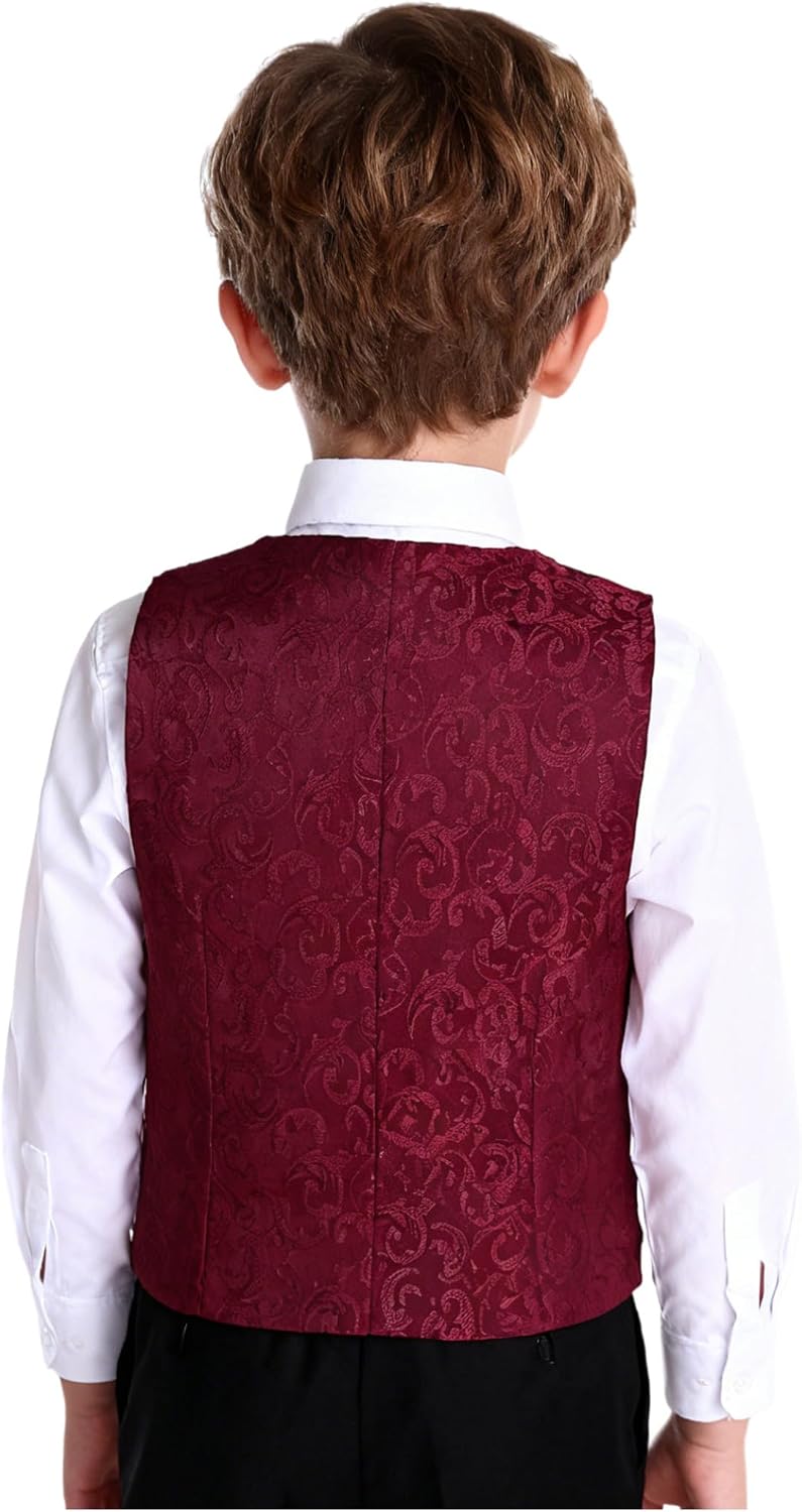 Boys Vest Vintage Paisley Toddler Retro Waistcoat Sleeveless 3 Button Dress Vests Outfit