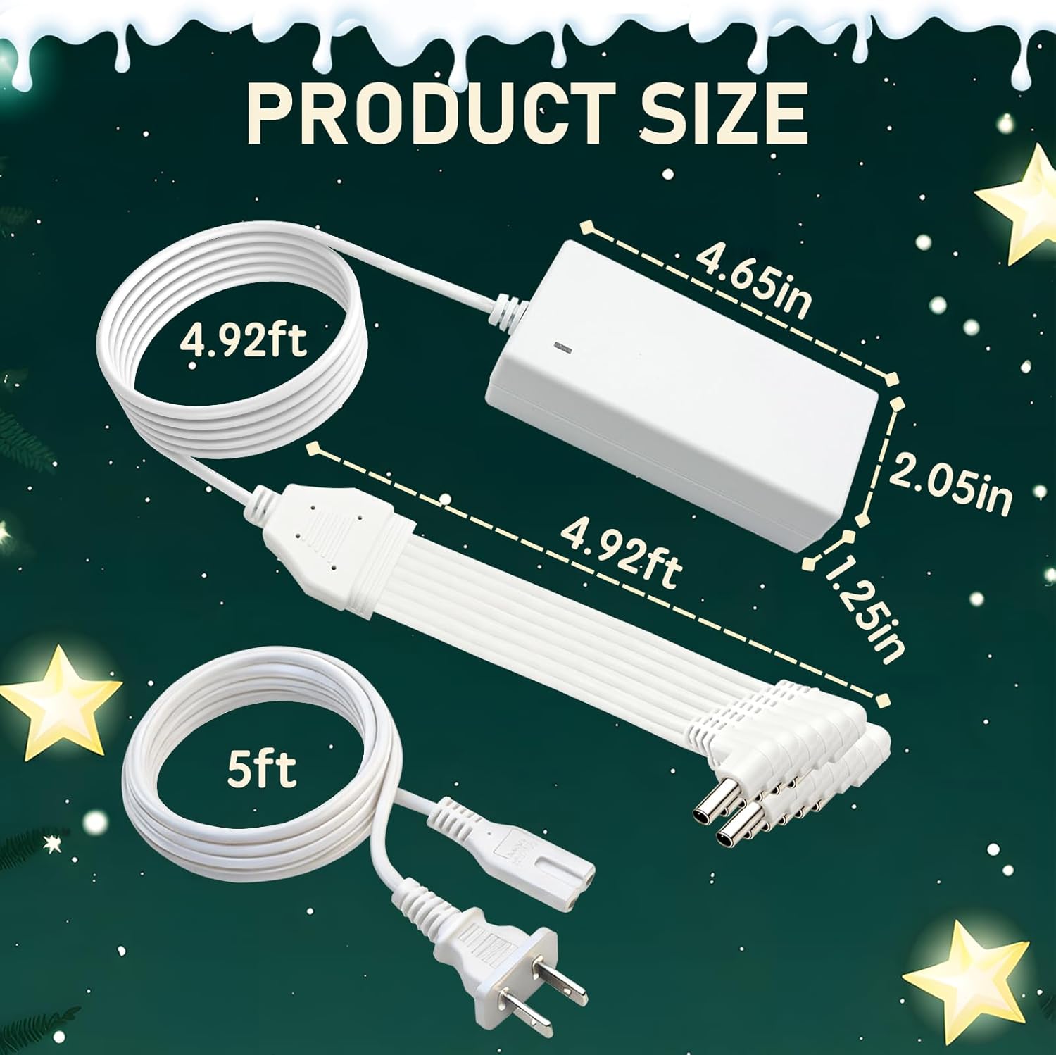 4.5V Power Adapter for Lemax Lighted Accessory 94566 94563 94564 94565 74295 74269 74707 84428 44242 Christmas Halloween Village Lights Micro Lighting Building Decor(12 Output White)