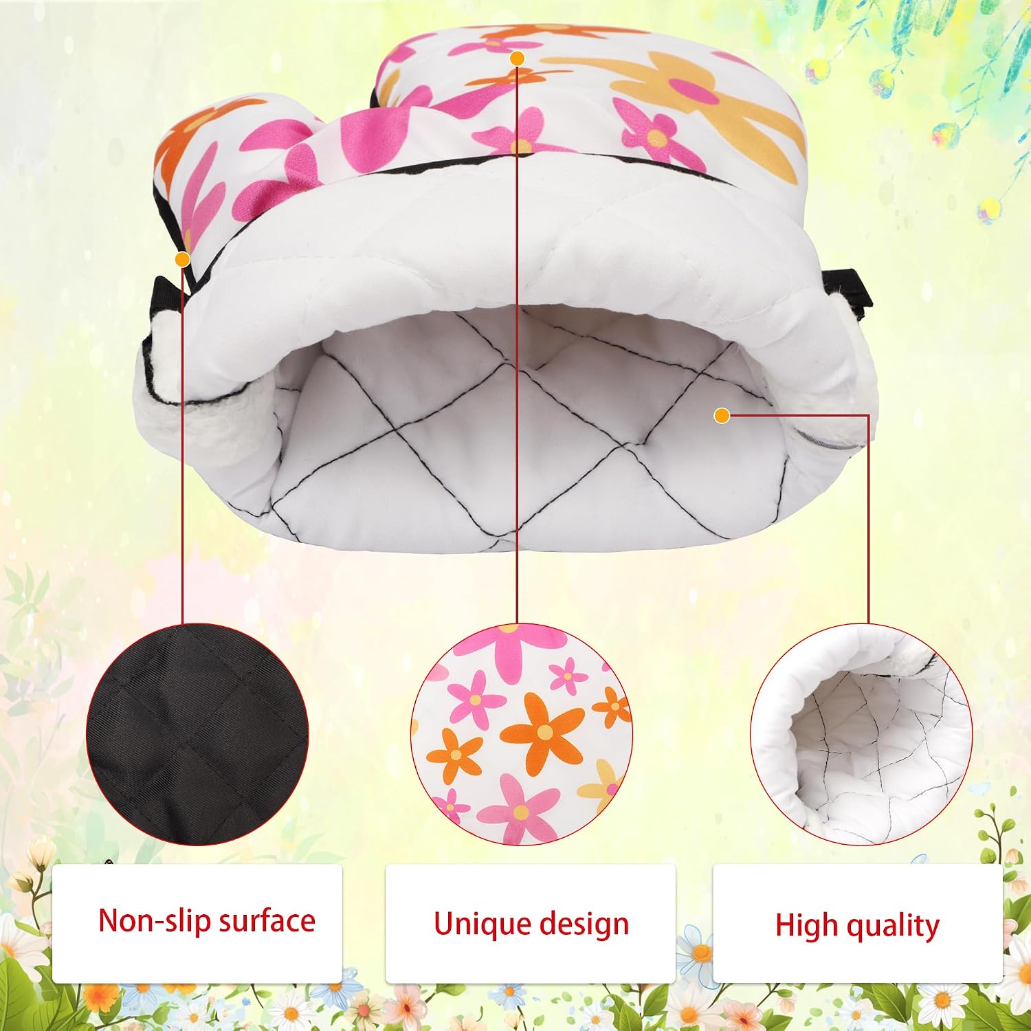 Lucleag 4PCS Spring Oven Mitts and Potholders Set, Colorful Flower Oven Mitt Pot Holder Floral Potholder Heat Resistant Non-Slip Cooking Gloves for Spring Easter Summer Baking Party Favor