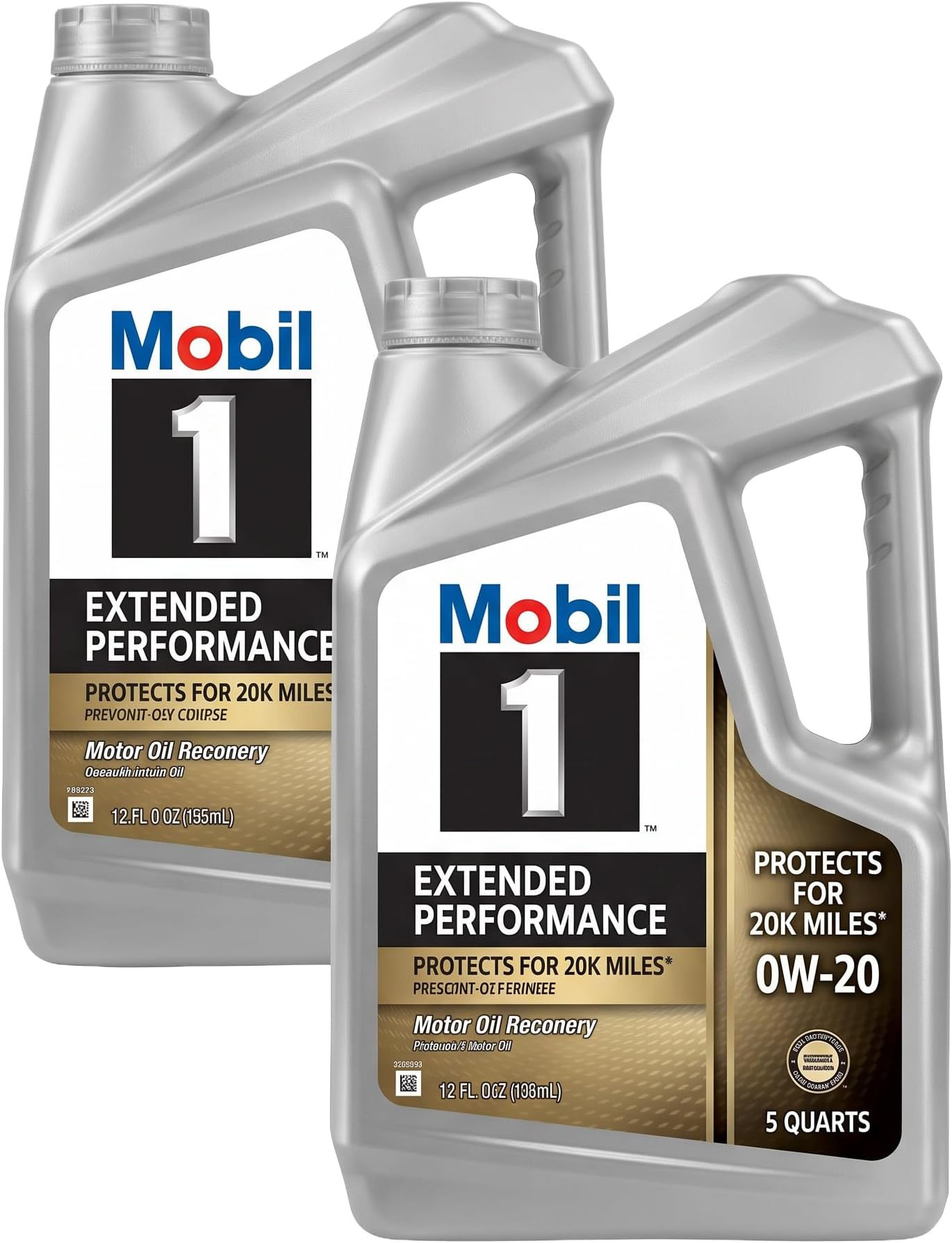 Mobil 1 Full Synthetic Motor Oil, 0W-20 | Extended Performance | 5 Quart | Pack of 2